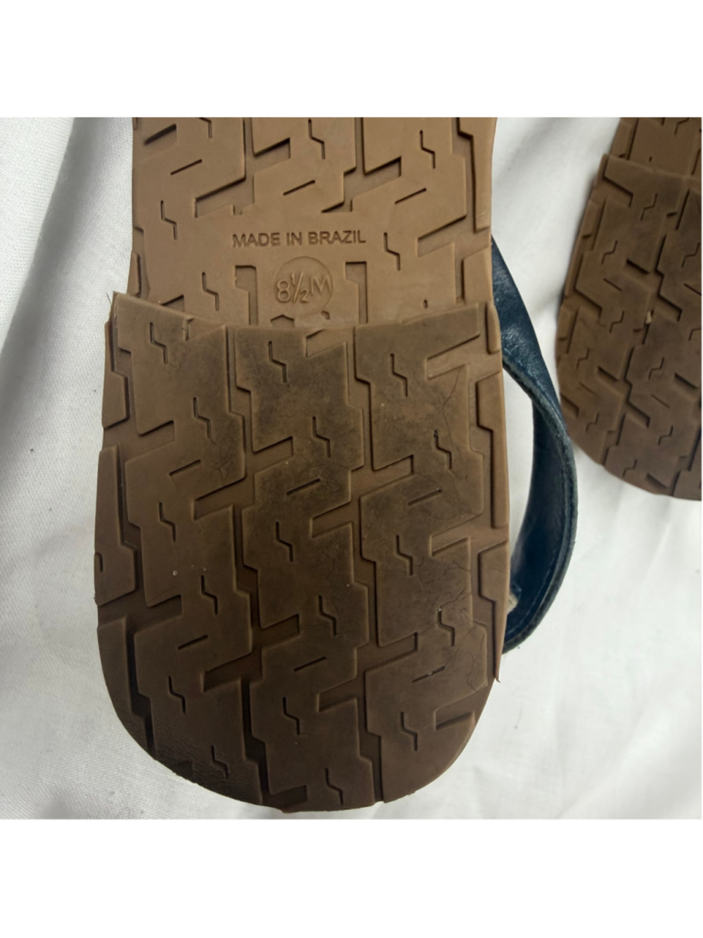 Pure Jill by J.Jill Navy Blue Leather Slingback Peep Toe Avarca Sandals 8.5 M - Picture 4 of 5